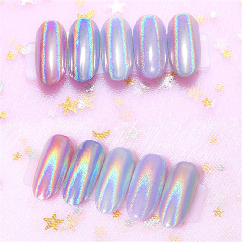 Silver Holographic Nail Powder Glitter Laser Shimmer Nail Art Decorations Manicure Shining Chrome Pigment Mirror Dust