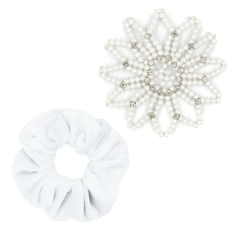 1 PC or 2PC Hand Made Crochet Pearl Elastic Hair Nets Ballet Dancing Snood Net Hair Bands Bun Covers Ornament for Ladies