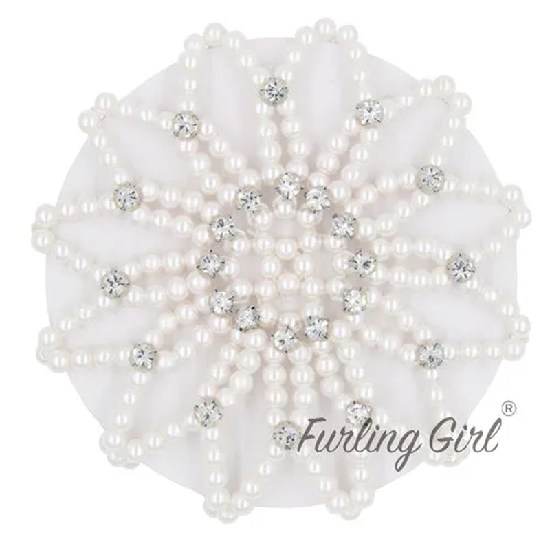 1 PC or 2PC Hand Made Crochet Pearl Elastic Hair Nets Ballet Dancing Snood Net Hair Bands Bun Covers Ornament for Ladies