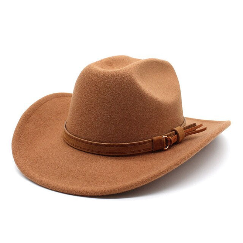 Winter Autumn Men'S Western Women Cowboy Hat for Gentleman Lady Cowgirl Jazz Hat Wide Brim Felt Fedora Hat Sombrero Hombre