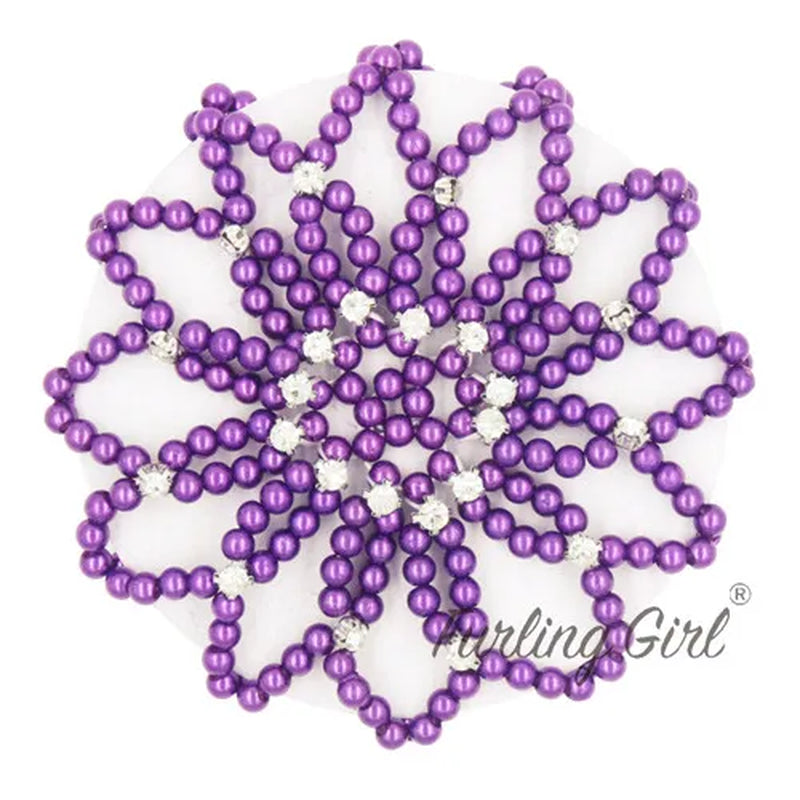 1 PC or 2PC Hand Made Crochet Pearl Elastic Hair Nets Ballet Dancing Snood Net Hair Bands Bun Covers Ornament for Ladies