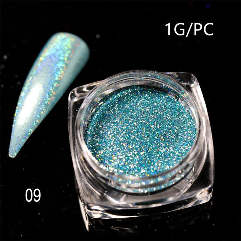 Silver Holographic Nail Powder Glitter Laser Shimmer Nail Art Decorations Manicure Shining Chrome Pigment Mirror Dust