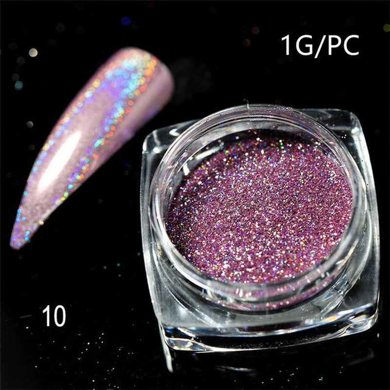 Silver Holographic Nail Powder Glitter Laser Shimmer Nail Art Decorations Manicure Shining Chrome Pigment Mirror Dust