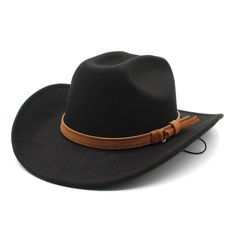 Winter Autumn Men'S Western Women Cowboy Hat for Gentleman Lady Cowgirl Jazz Hat Wide Brim Felt Fedora Hat Sombrero Hombre