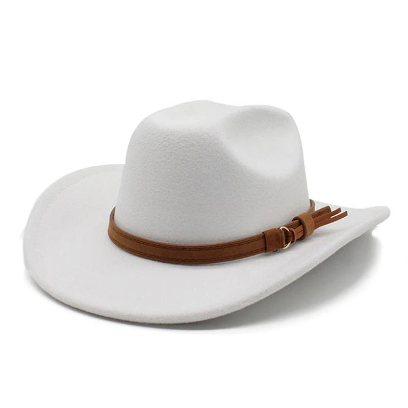 Winter Autumn Men'S Western Women Cowboy Hat for Gentleman Lady Cowgirl Jazz Hat Wide Brim Felt Fedora Hat Sombrero Hombre