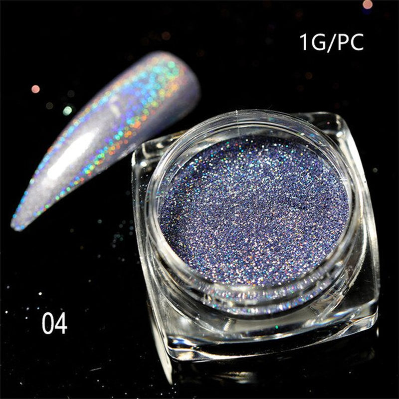 Silver Holographic Nail Powder Glitter Laser Shimmer Nail Art Decorations Manicure Shining Chrome Pigment Mirror Dust