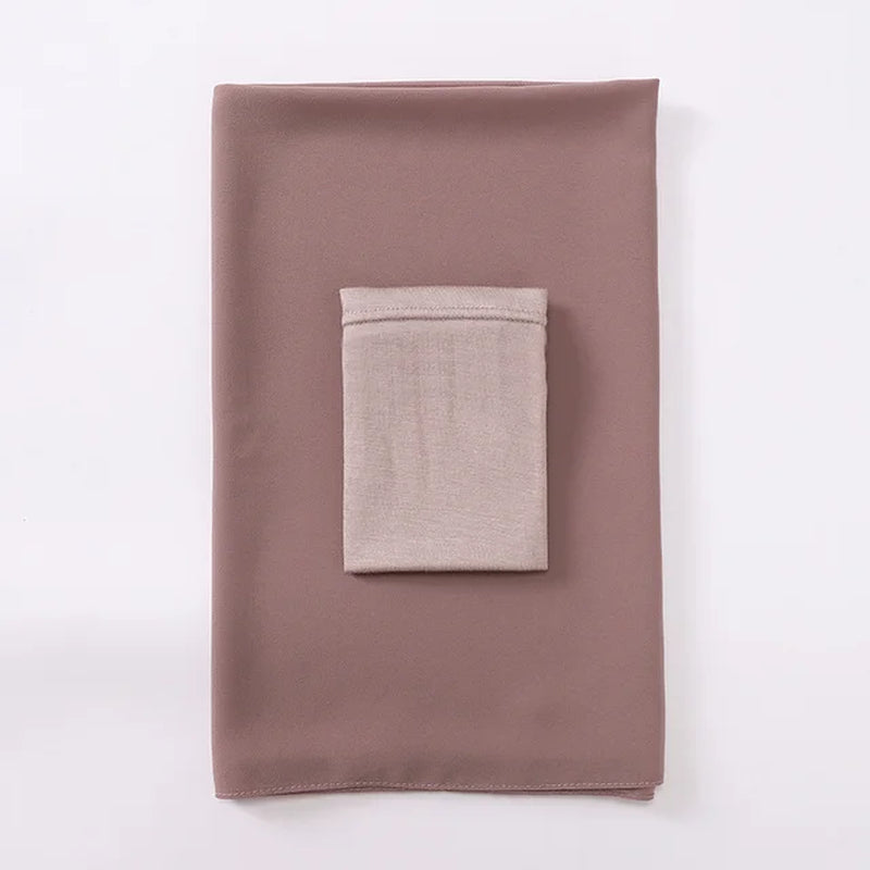 Two Piece Set Chiffon Hijab Matching Undercap Chiffon Scarf with Matching Underscarf Shawls Scarves for Women