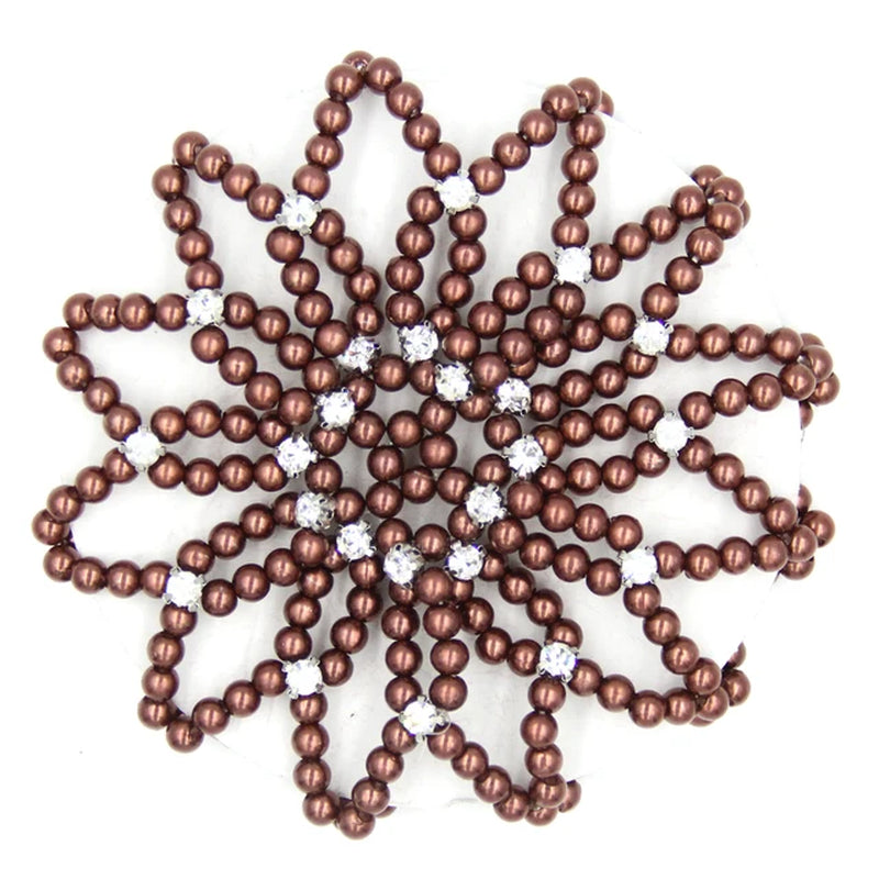 1 PC or 2PC Hand Made Crochet Pearl Elastic Hair Nets Ballet Dancing Snood Net Hair Bands Bun Covers Ornament for Ladies