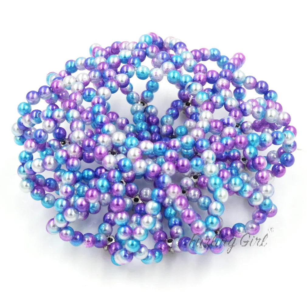 1 PC or 2PC Hand Made Crochet Pearl Elastic Hair Nets Ballet Dancing Snood Net Hair Bands Bun Covers Ornament for Ladies