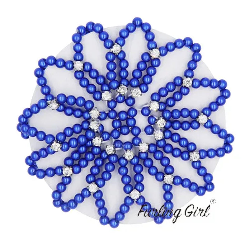 1 PC or 2PC Hand Made Crochet Pearl Elastic Hair Nets Ballet Dancing Snood Net Hair Bands Bun Covers Ornament for Ladies