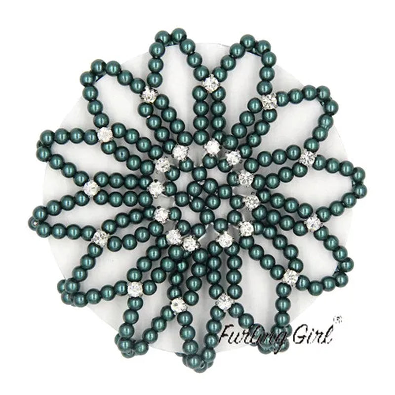 1 PC or 2PC Hand Made Crochet Pearl Elastic Hair Nets Ballet Dancing Snood Net Hair Bands Bun Covers Ornament for Ladies