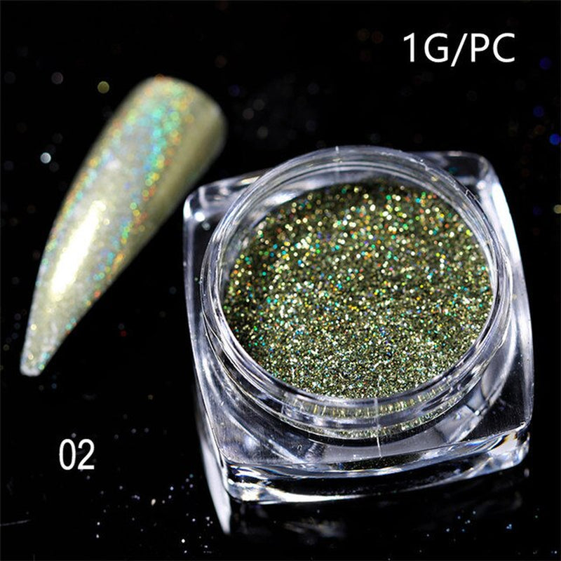 Silver Holographic Nail Powder Glitter Laser Shimmer Nail Art Decorations Manicure Shining Chrome Pigment Mirror Dust