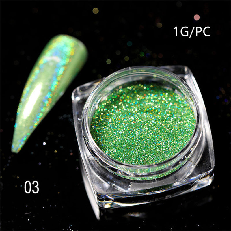 Silver Holographic Nail Powder Glitter Laser Shimmer Nail Art Decorations Manicure Shining Chrome Pigment Mirror Dust