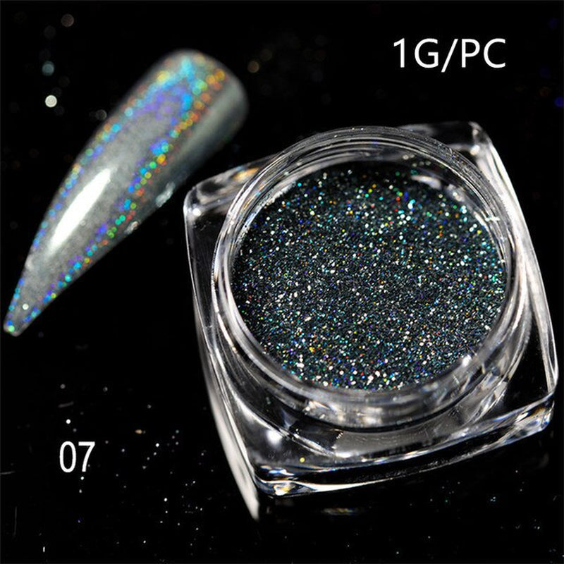 Silver Holographic Nail Powder Glitter Laser Shimmer Nail Art Decorations Manicure Shining Chrome Pigment Mirror Dust