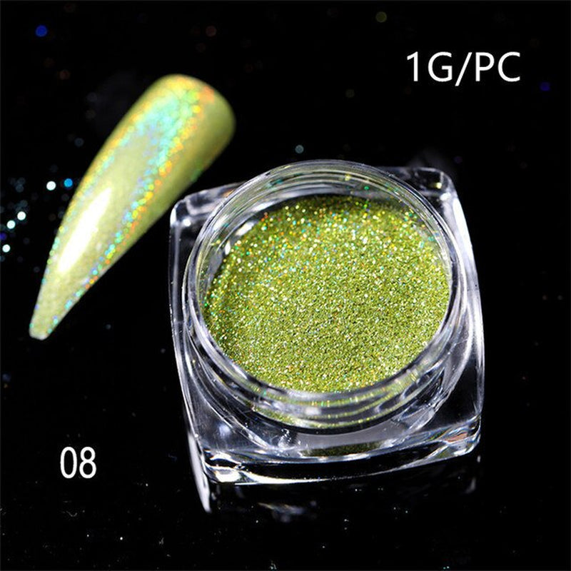 Silver Holographic Nail Powder Glitter Laser Shimmer Nail Art Decorations Manicure Shining Chrome Pigment Mirror Dust