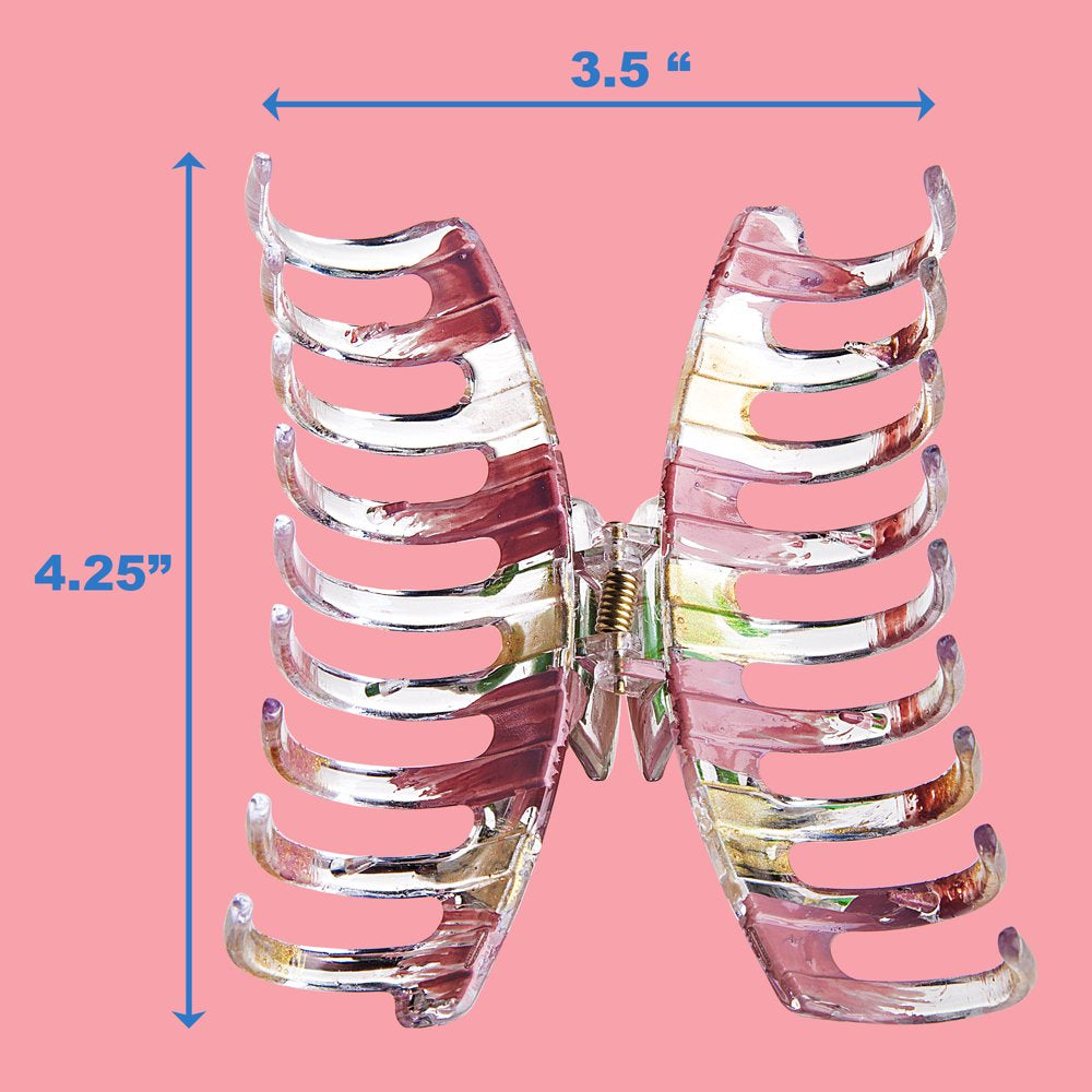 Wide-Curved No-Slip Claw Clips, Multicolor & Peach Painted, 2 Ct