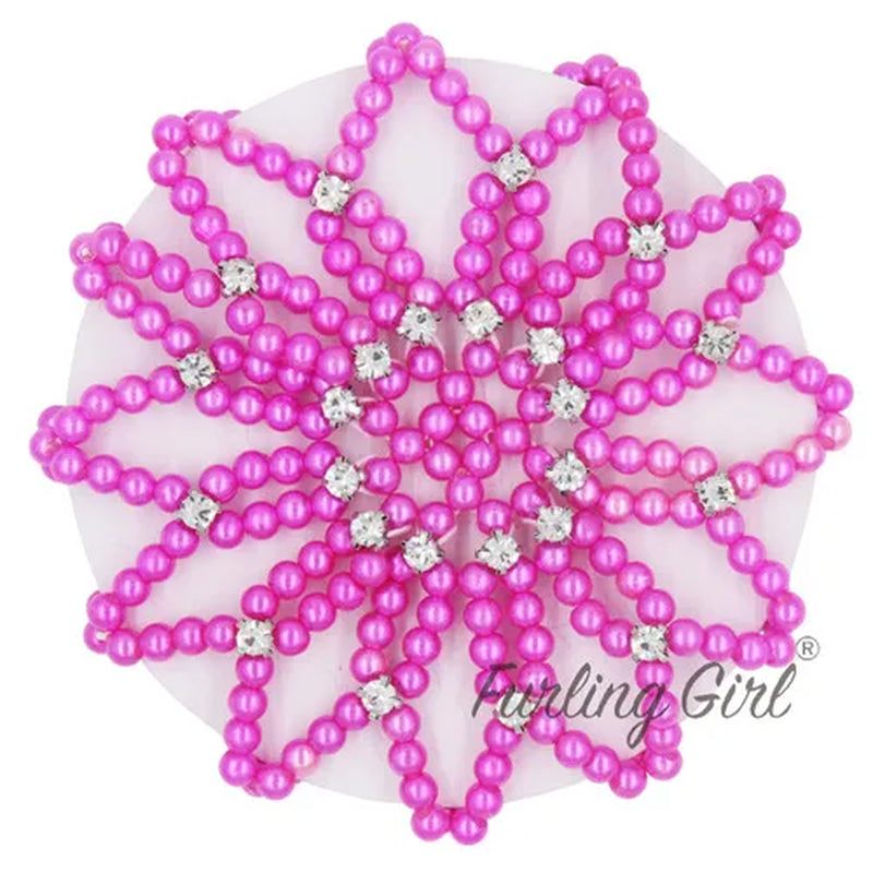 1 PC or 2PC Hand Made Crochet Pearl Elastic Hair Nets Ballet Dancing Snood Net Hair Bands Bun Covers Ornament for Ladies