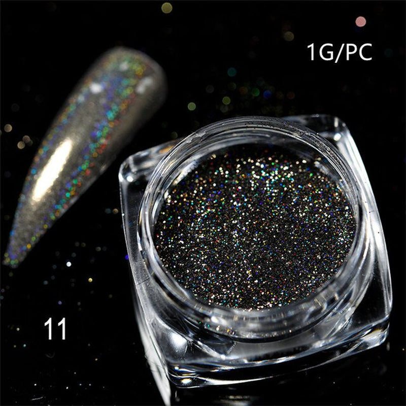 Silver Holographic Nail Powder Glitter Laser Shimmer Nail Art Decorations Manicure Shining Chrome Pigment Mirror Dust