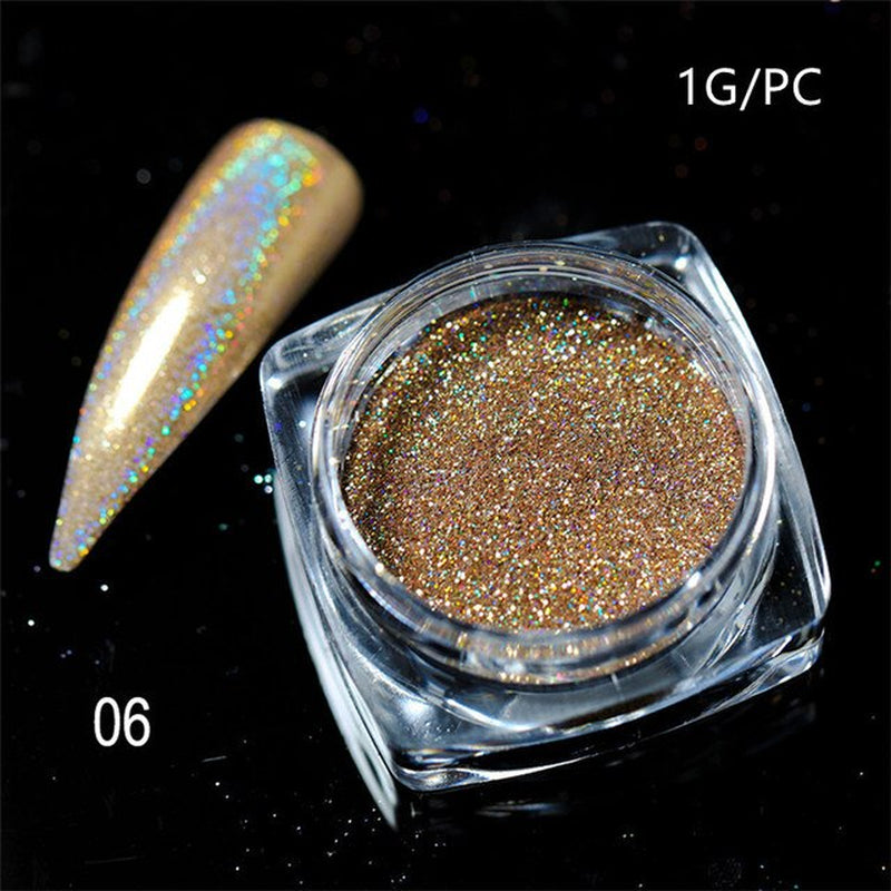 Silver Holographic Nail Powder Glitter Laser Shimmer Nail Art Decorations Manicure Shining Chrome Pigment Mirror Dust