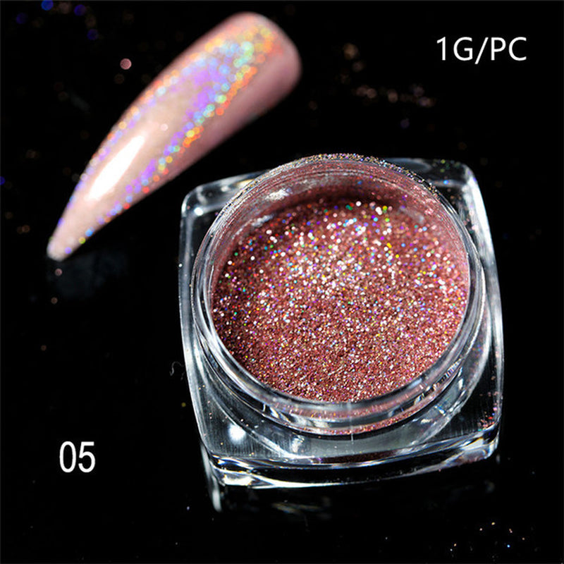 Silver Holographic Nail Powder Glitter Laser Shimmer Nail Art Decorations Manicure Shining Chrome Pigment Mirror Dust